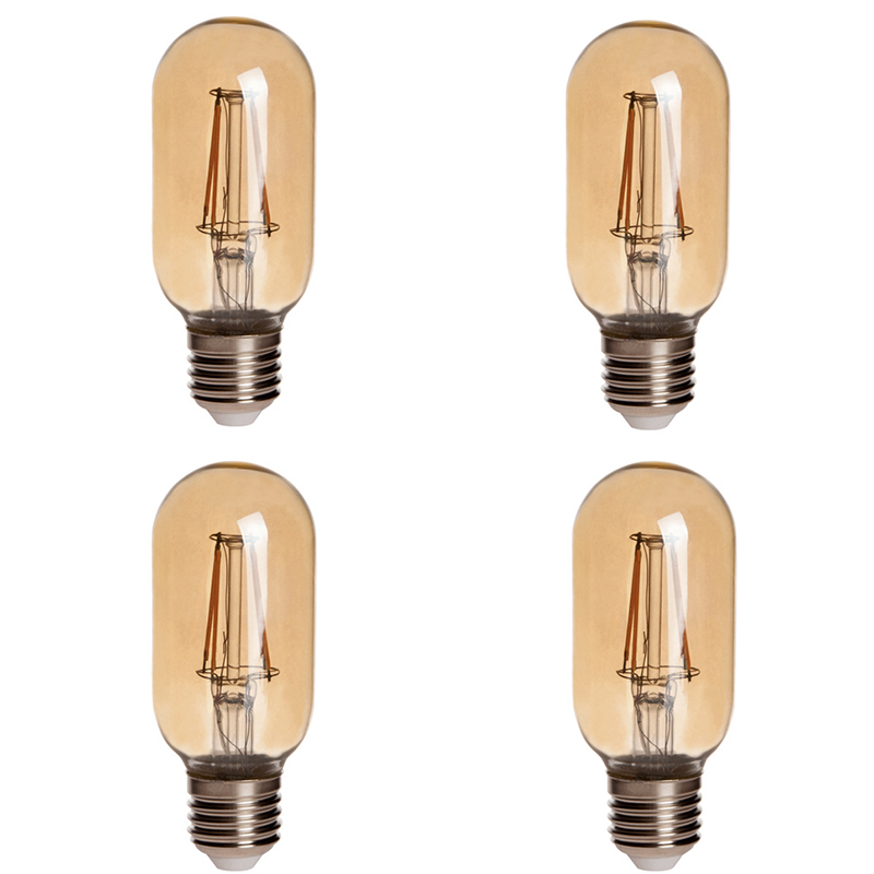 Gold Tint T14 E26/E27 4W LED Vintage Antique Filament Light Bulb, 40W Equivalent, 4-Pack